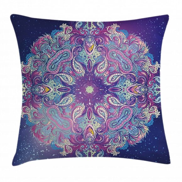 Other - 6214 Ethnic Throw Pillow Cushion Cover, Yoga and Meditation Cosmos Theme